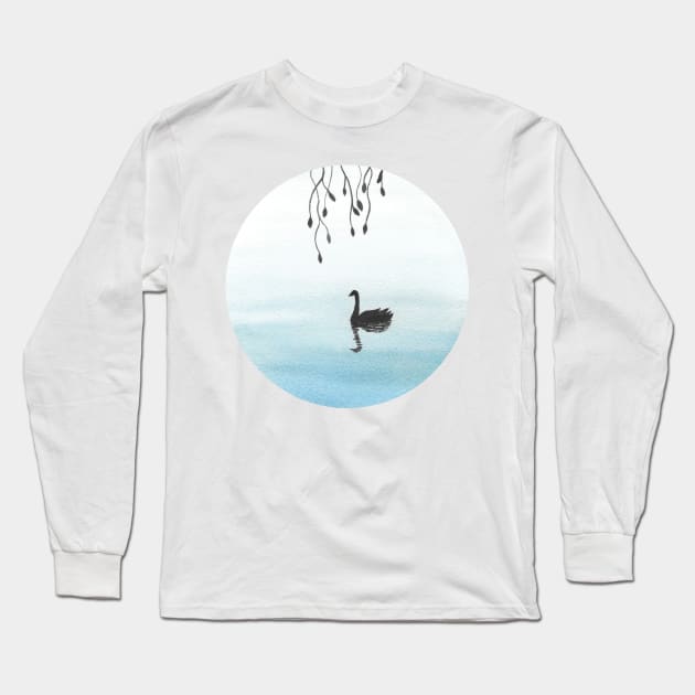 Watercolor swan Long Sleeve T-Shirt by RosanneCreates